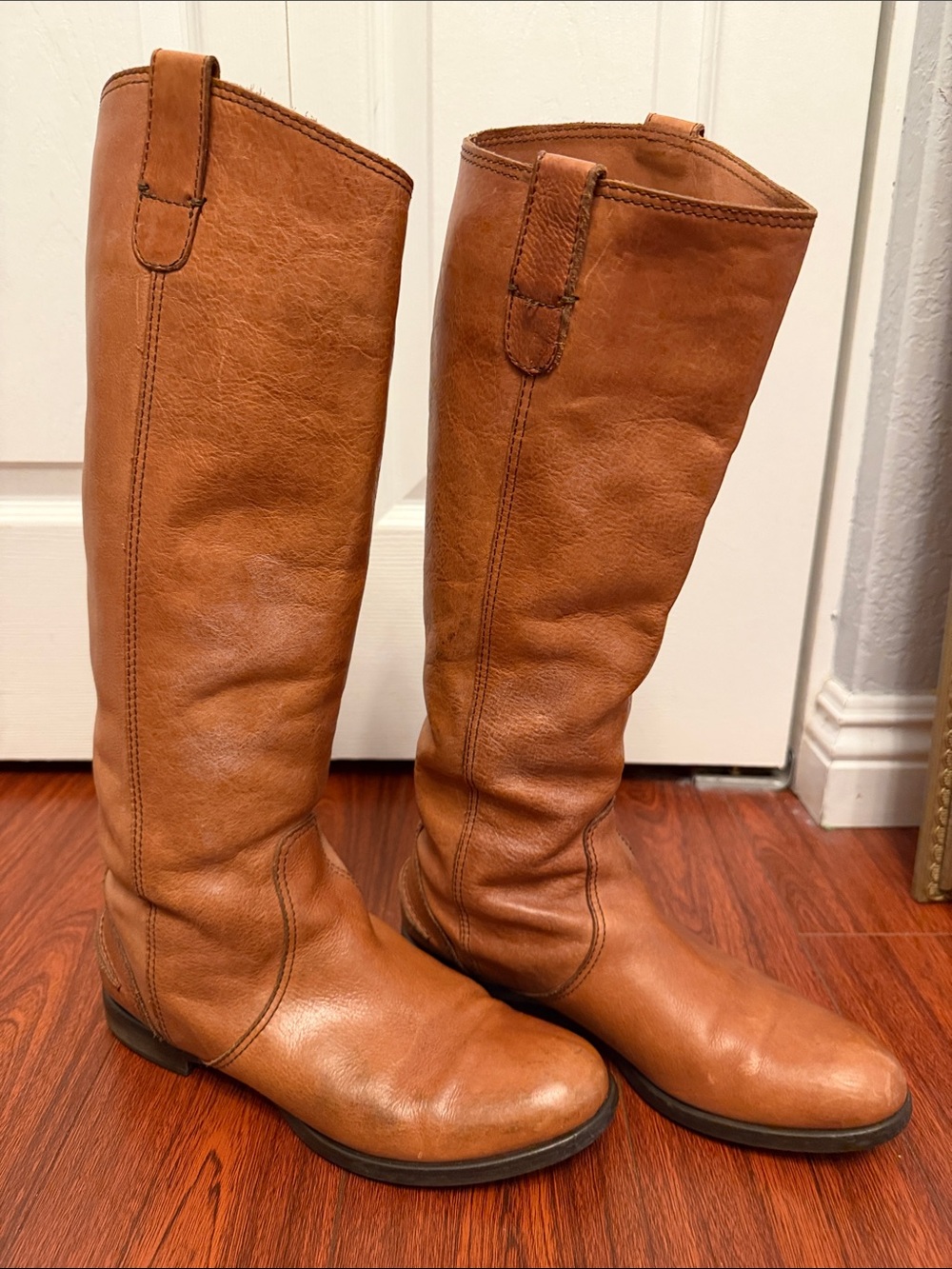 Madewell Tall Pull-On Leather Boots in Cognac